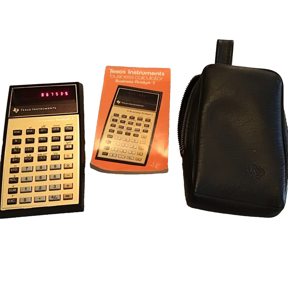 Vtg Texas Instruments TI Business Analyst-I Electronic Calculator W/ Case Works!